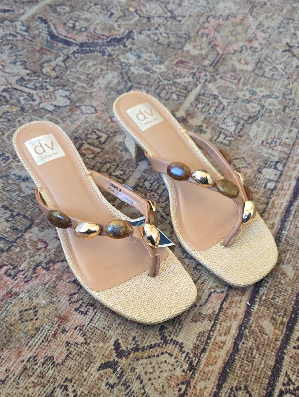Dolce Vita Daksie Stone Beaded Flip Flop Kitten Heels